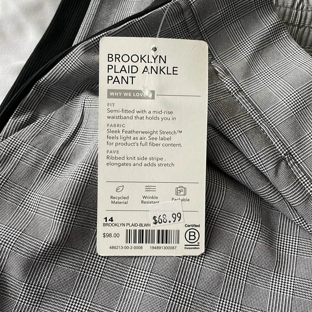 Women’s Athleta Brooklyn Plaid Ankle Pant NWT! - Picture 7 of 9